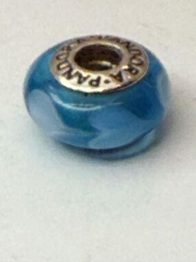 Retired Pandora Blue Hearts Murano Glass Charm 790657 ALE